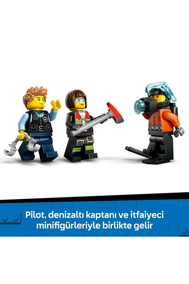 ® City Helikopter, İtfaiye Kamyonu ve Denizaltı Karışımı 60462- 7+ Oyuncak Yapım Seti (874P) - 10