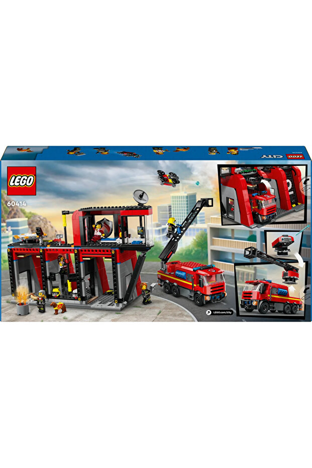 ® City İtfaiye Kamyonlu İtfaiye Merkezi 60414 - 6+ Çocuklar için Yaratıcı Oyuncak Yapım Seti (843P) - 5
