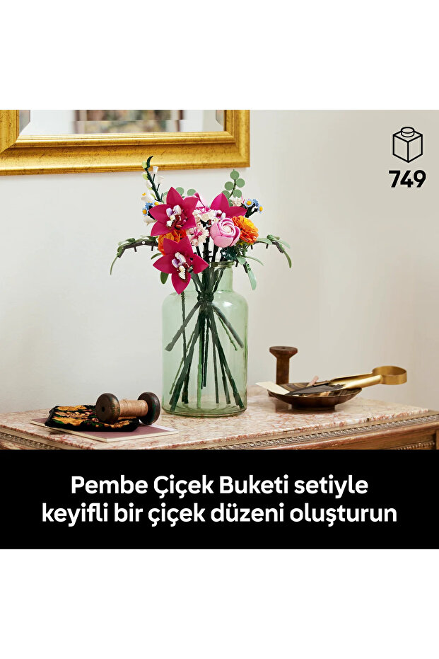 Botanicals Pembe Çiçek Buketi 10342 - 18+ Çiçek Model Yapım Seti (749 Parça - 5