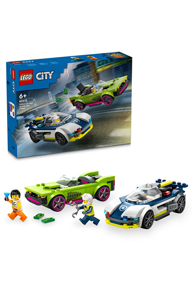 ® City Polis Arabası ve Spor Araba Takibi 60415- 6+ Çocuklar için Yaratıcı Oyuncak Yapım Seti (213P) - 1