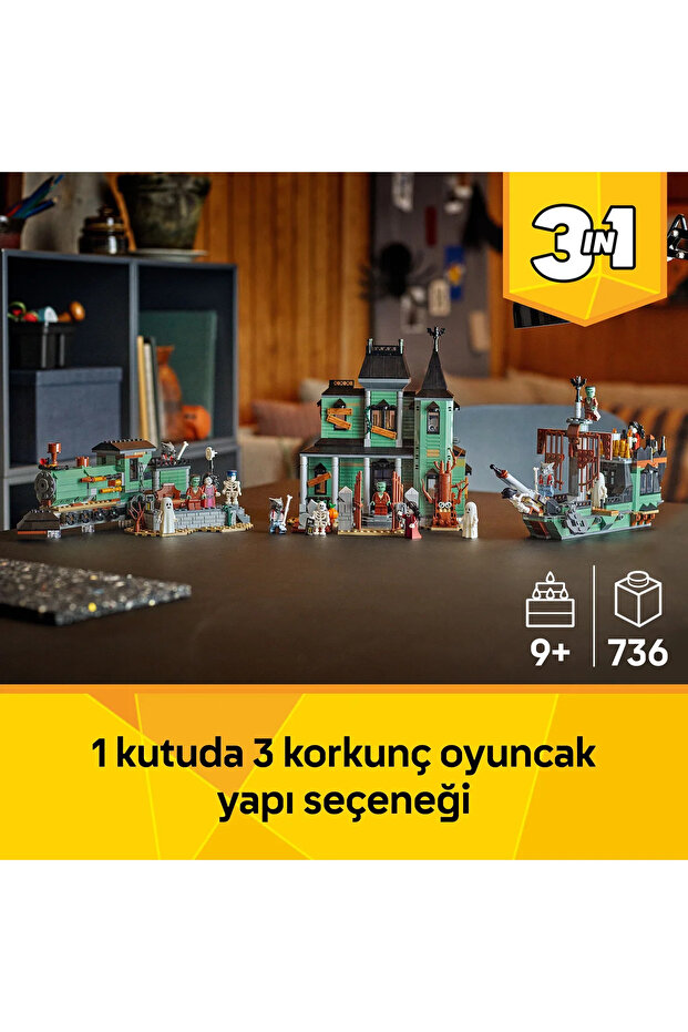 ® Creator 3'ü 1 Arada Hayaletli Köşk 31167 - 9+ Çocuklar için Gemi ve Tren Oyuncak Seti (736 pr) - 6