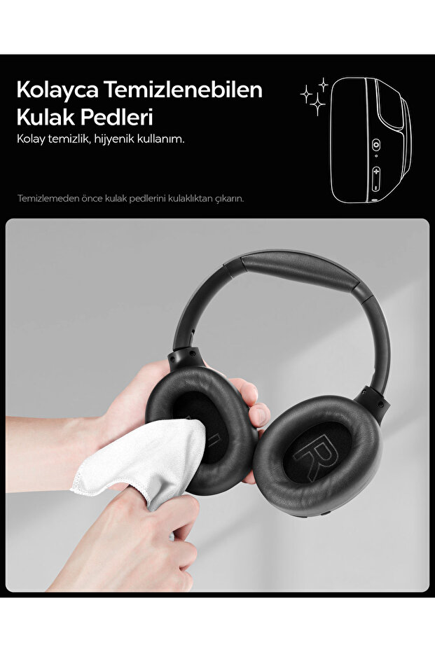 Audio Kulak Üstü P10 Bluetooth Kablosuz Kulaklık ANCPro Aktif Gürültü Engelleme 60 Saat Pil ASD09691 - 5