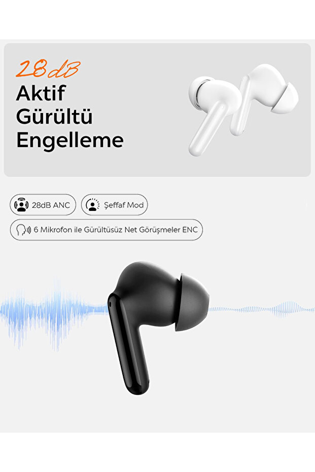 Audio TWS S10 Bluetooth Kablosuz Kulaklık ANC Aktif Gürültü Engelleme 30 Saat Pil Beyaz - ASD07962 - 5