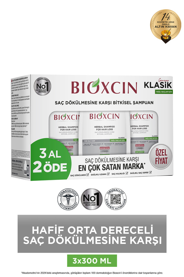 Klasik Yağlı Saçlar Için Şampuan 3x300 Ml - Genesis Saç Dökülmesi Şampuanı Yağlı Saçlar - 1