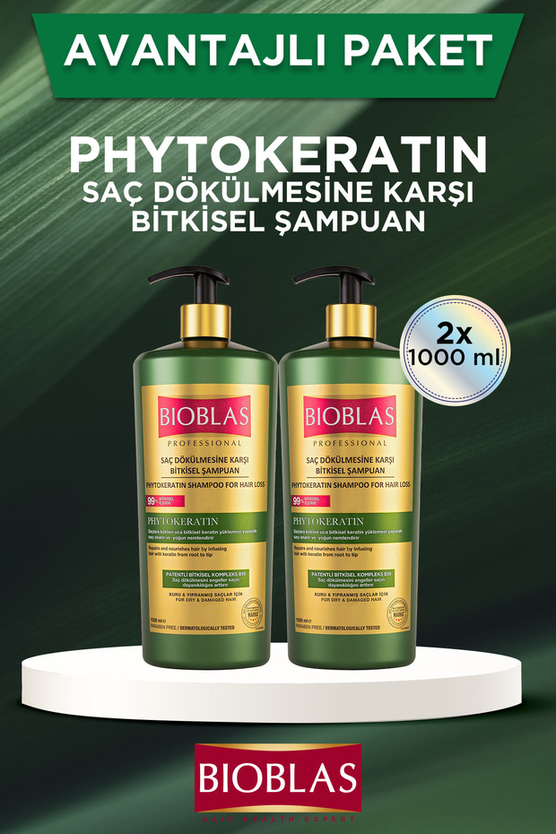 Saç Dökülmesine Karşı Phytokeratin Şampuan 1000 ml 2 Adet - 1