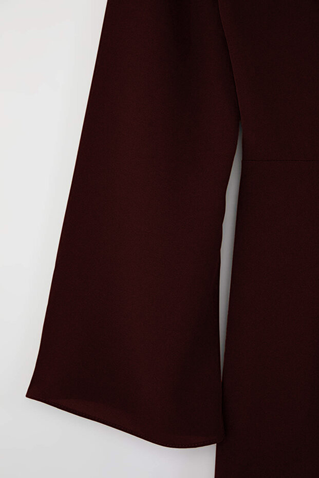Bordó drapéria részletesen kidolgozott szövésű estélyi ruha TCTAW26DB00000 - 6
