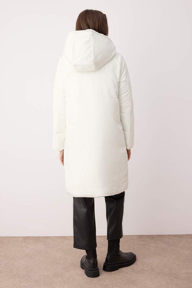 Mink-Stone Dwustronny regularny wzór kaptur wodoodporny długi puchowy płaszcz TWOAW23MO00052 - 6