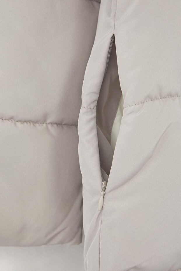 Mink-Stone Dwustronny regularny wzór kaptur wodoodporny długi puchowy płaszcz TWOAW23MO00052 - 8