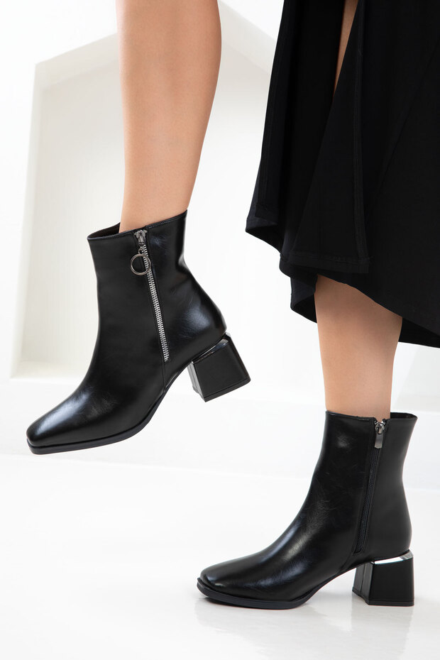 Siyah Mat Kadın Bot & Bootie 21028 - 4