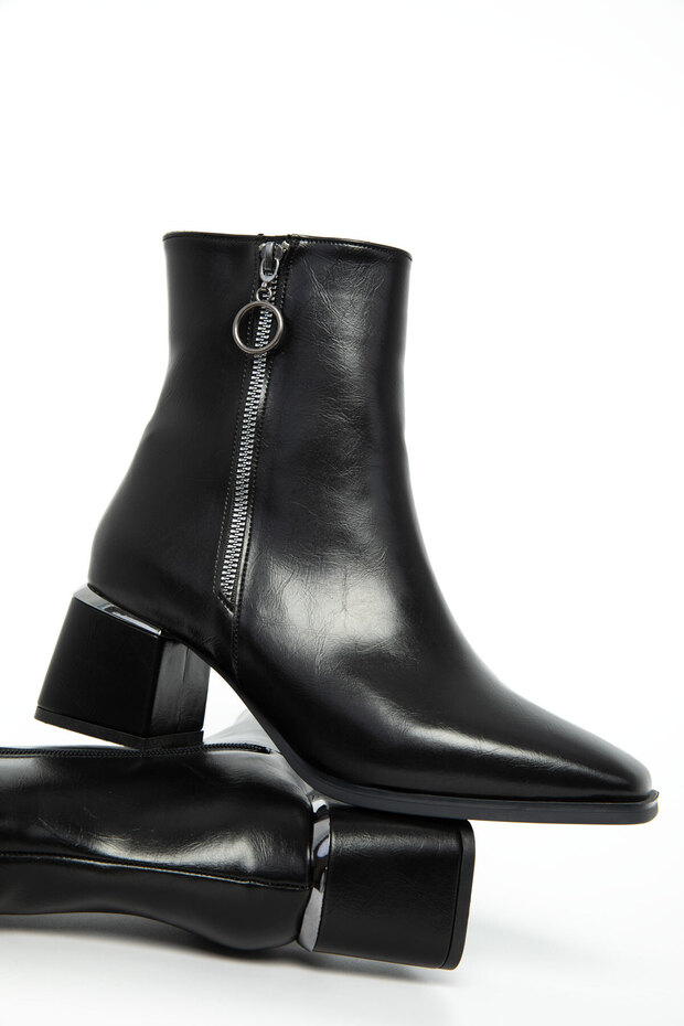 Siyah Mat Kadın Bot & Bootie 21028 - 6