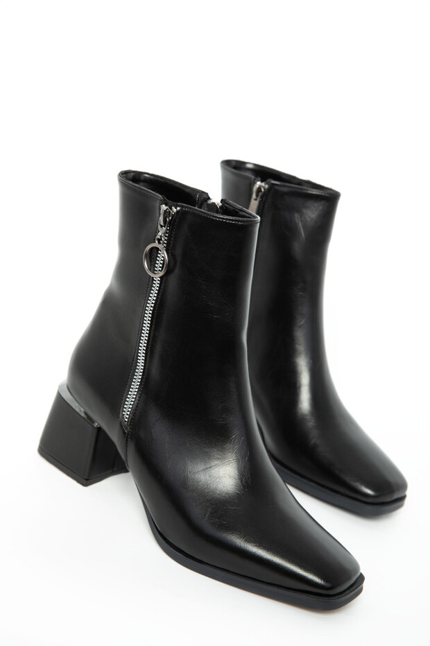 Siyah Mat Kadın Bot & Bootie 21028 - 5