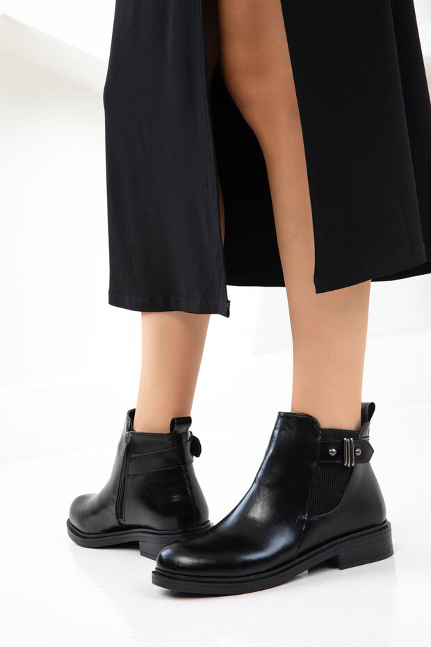 Siyah Mat Kadın Bot & Bootie 20927 - 3