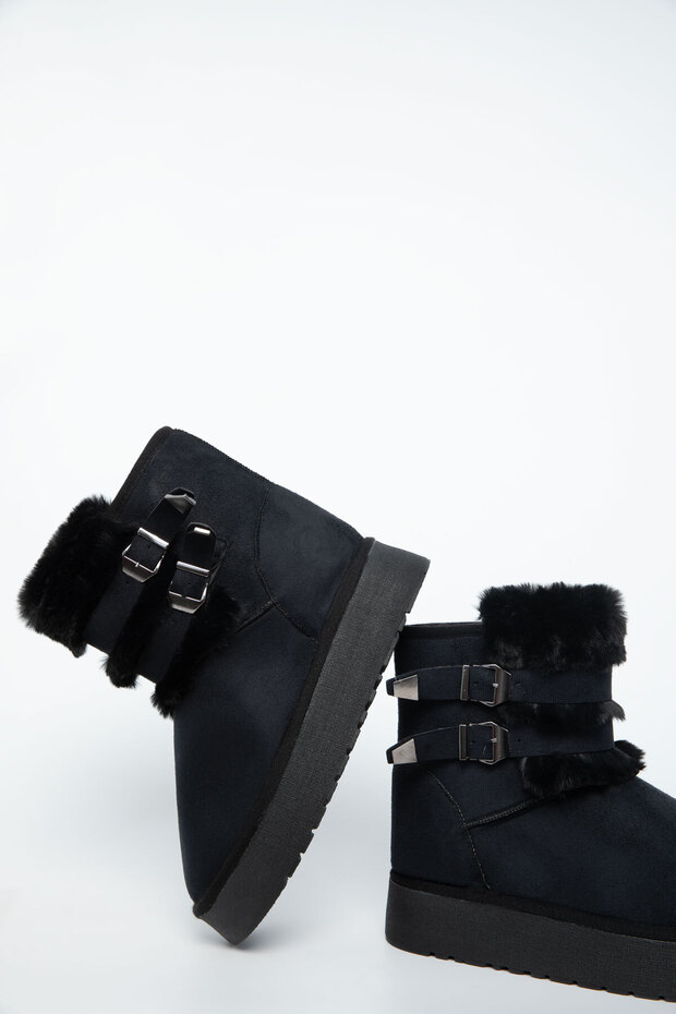 Siyah Süet Kadın Bot & Bootie 21038 - 5