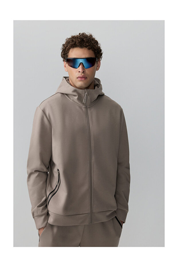 Férfi interlock cipzáras pulóver - 1