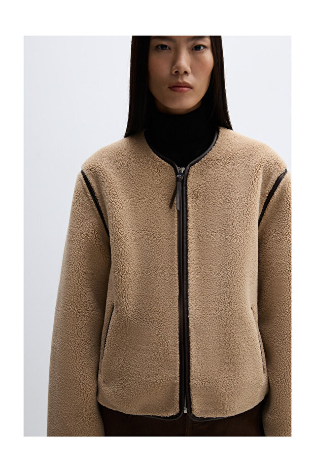 Jachetă de damă din shearling artificial - 1