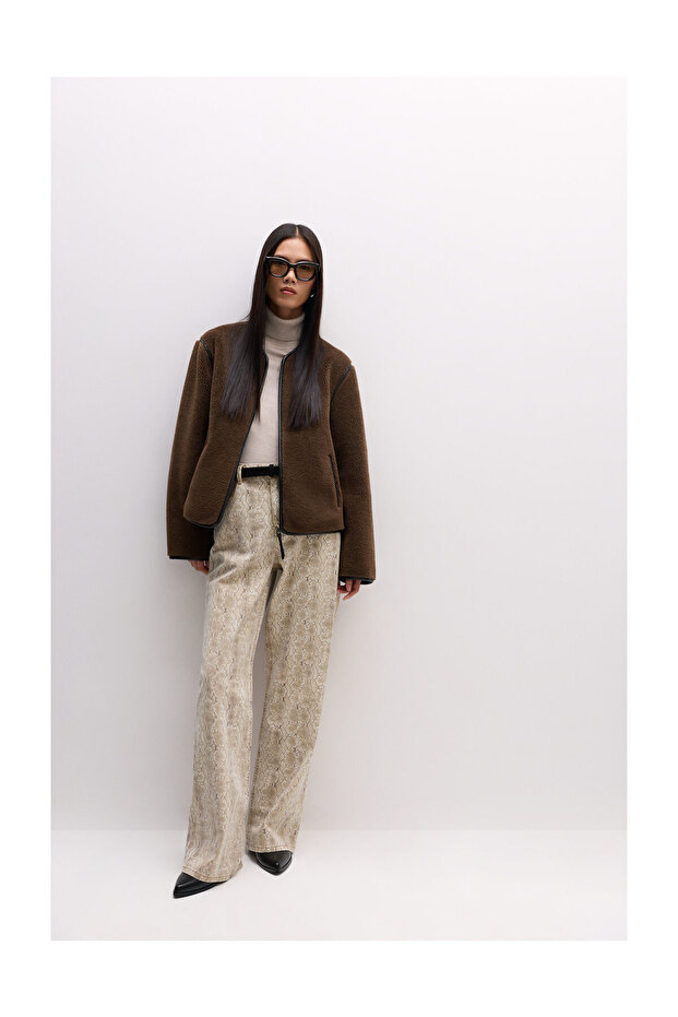 Jachetă de damă din shearling artificial - 5