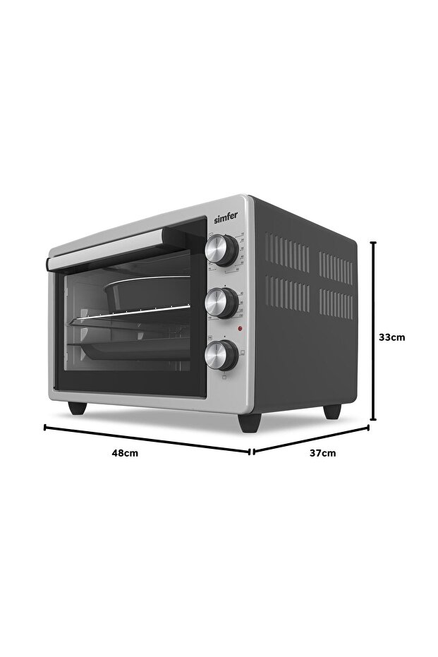 3426 İnox Gri 34 LT Statik Mini/Midi Fırın - 4 Fonksiyon, Programlanabilir Pişirme & Isı Kontrol - 4