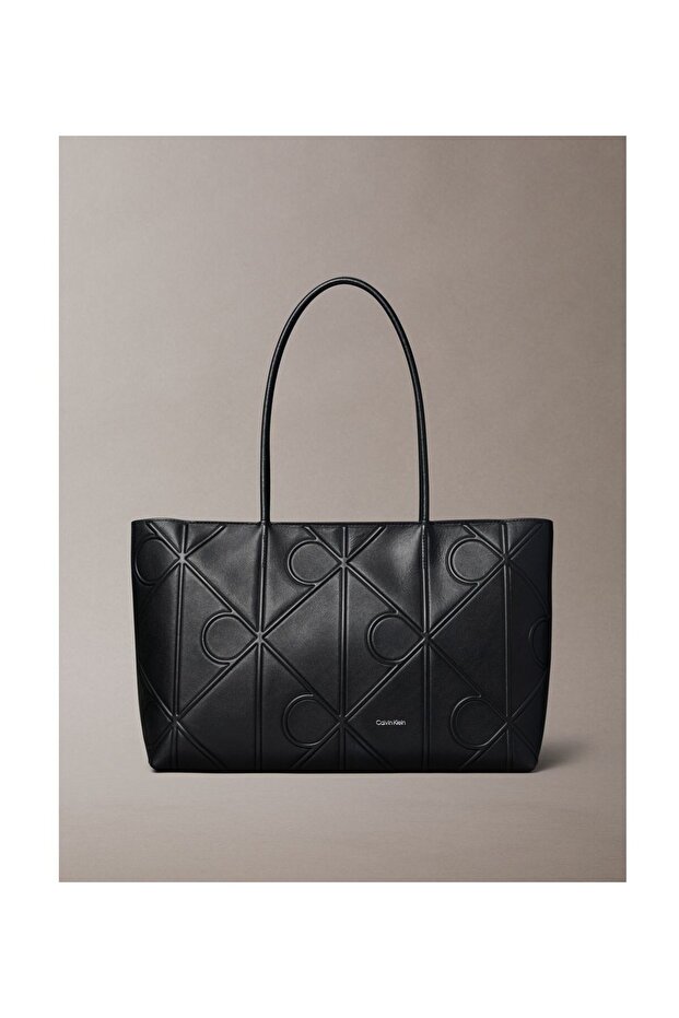 EMBOSSED AOP LEATHER TOTE - 1