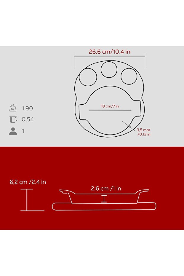 Döküm Yuvarlak Sahan Döküm Demir Yekpare Çift Kulplu Kayın Servis Ahşabı. Çap(Ø)18cm. - 5