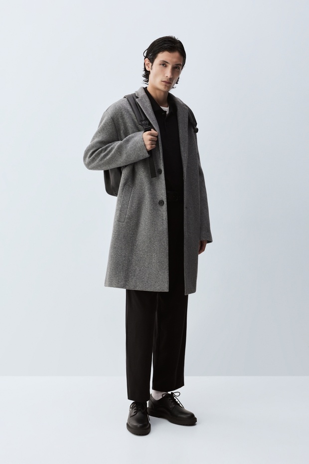 Męski płaszcz z syntetycznej wełny Basic - 2