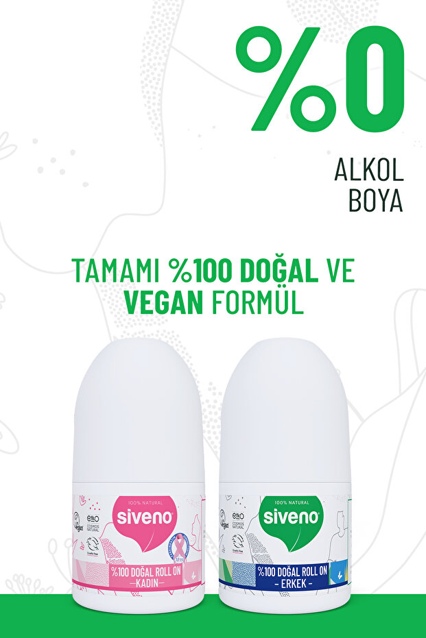 %100 Doğal Roll On Kadın & Erkek Deodorant Ter Kokusu Önleyici Bitkisel Lekesiz 50 ml Set - 3