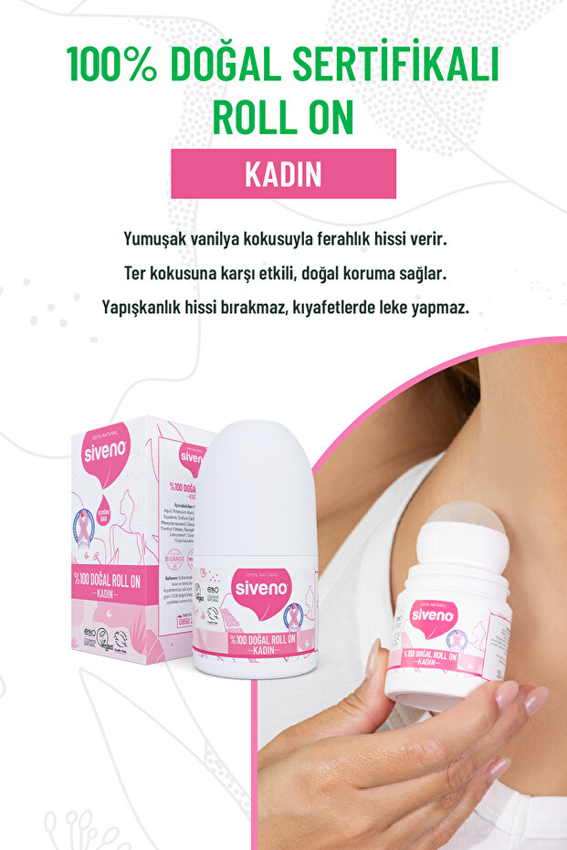 %100 Doğal Roll On Kadın & Erkek Deodorant Ter Kokusu Önleyici Bitkisel Lekesiz 50 ml Set - 5