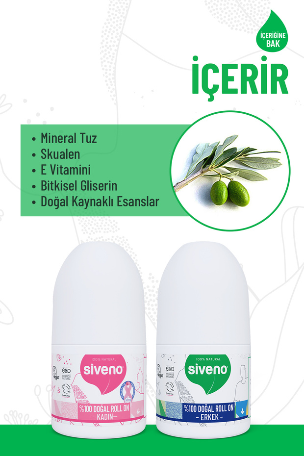 %100 Doğal Roll On Kadın & Erkek Deodorant Ter Kokusu Önleyici Bitkisel Lekesiz 50 ml Set - 4