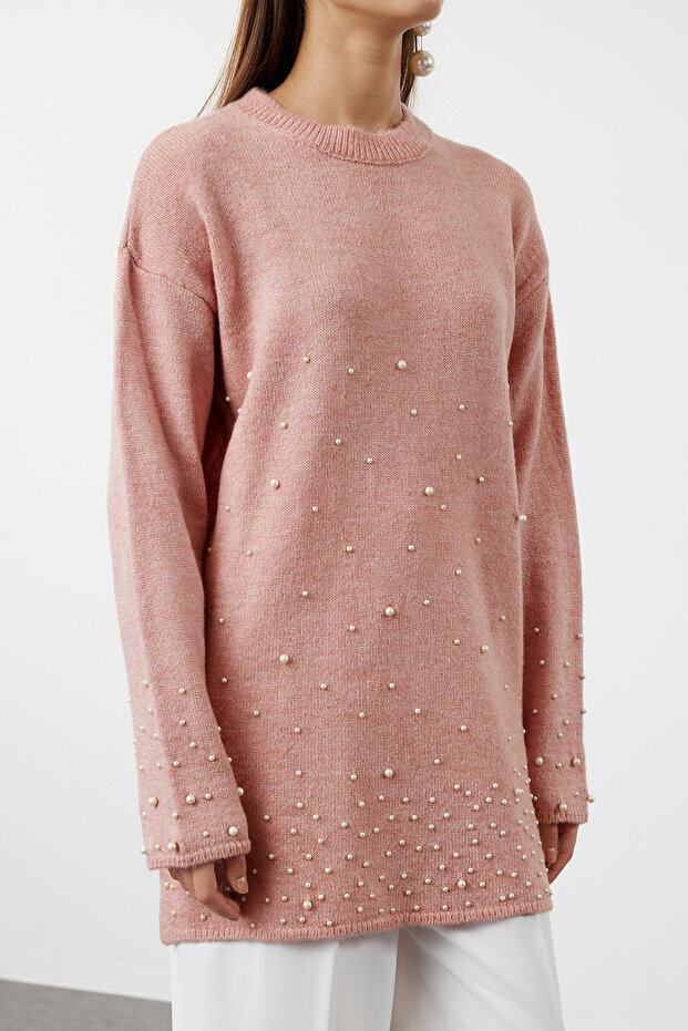 Pearl Detailed Dried Rose pletený svetr - TCTAW25AK00018 - 4