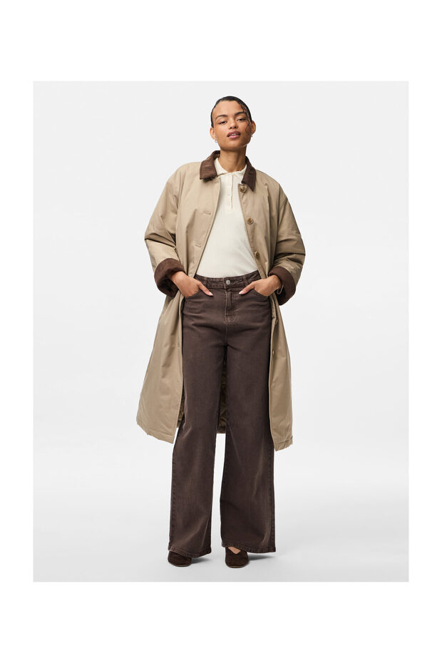 Jachetă lungă din velur PCJORMA NOOS - 3