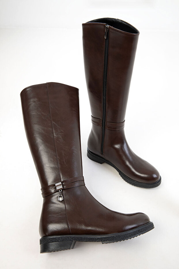 Braune matte Damenstiefel 20940 - 1
