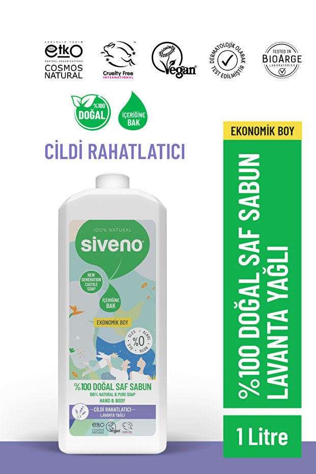 100% Natural Liquid Castile Soap with Lavender Oil Intensive Moisturizing Purifying Herbal Vegan 1000 ml