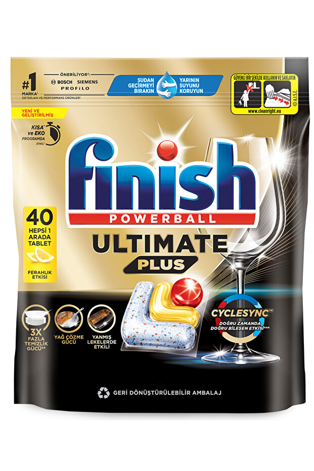 Ultimate Plus Hepsi Bir Arada Bulaşık Makinesi Deterjanı Kapsül Tablet Limon 40 Adet - 2