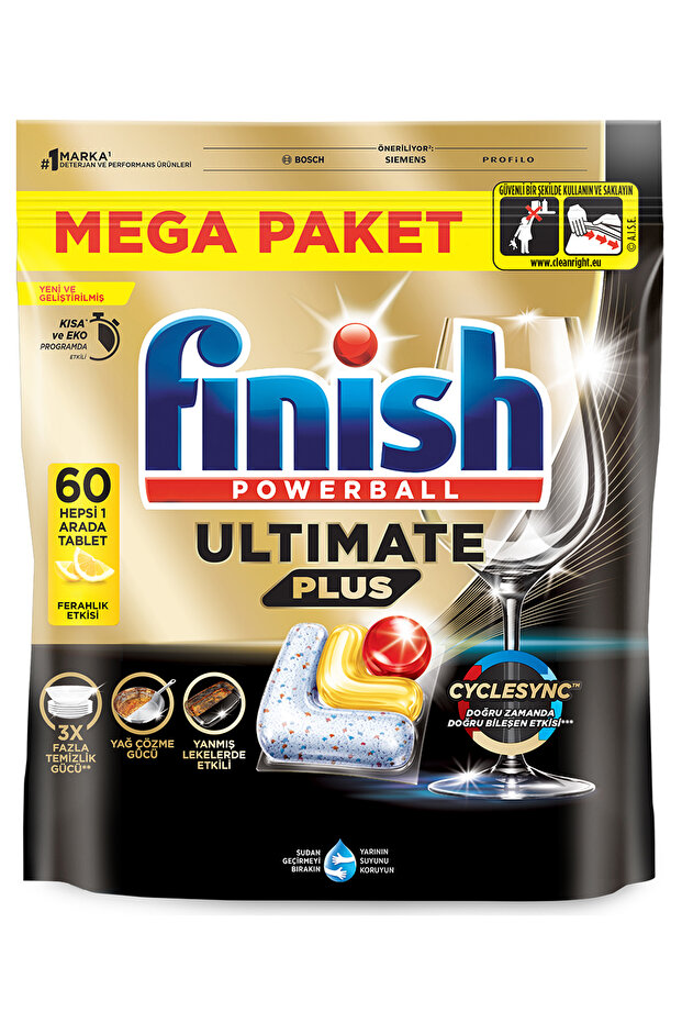 Ultimate Plus Hepsi Bir Arada Bulaşık Makinesi Deterjanı  Kapsül Tablet Limon 60 Adet - 2