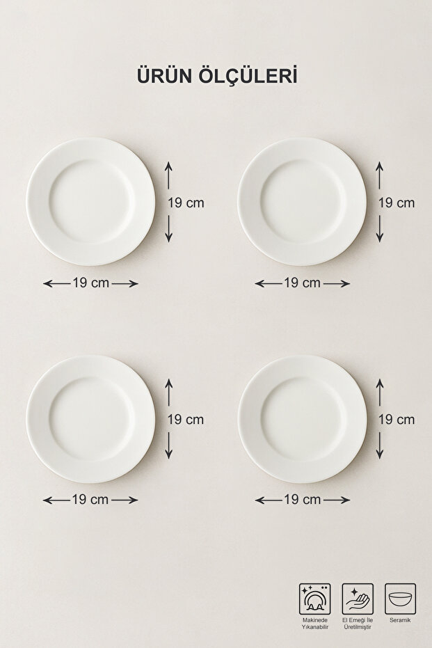 4'lü Boho Çiçek Desenli Pasta Tabağı Seti TPHAW26TBK00004 - 8