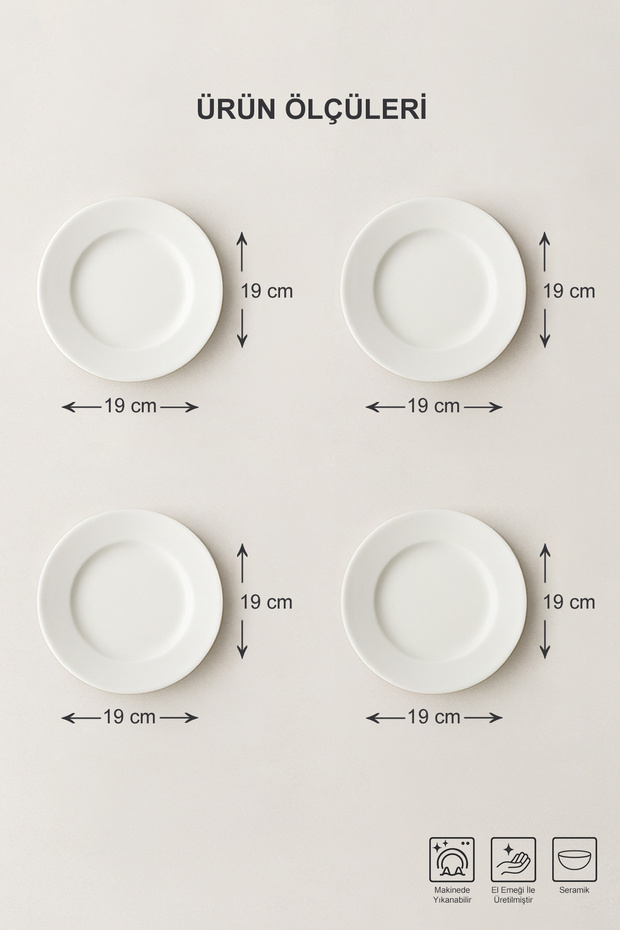 4'lü Boho Çiçek Desenli Pasta Tabağı Seti TPHAW26TBK00004 - 9