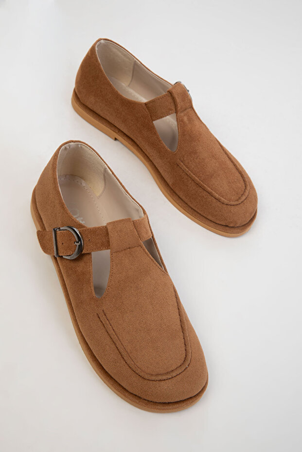 Taba Süet Kadın Loafer Ayakkabı 20945 - 4