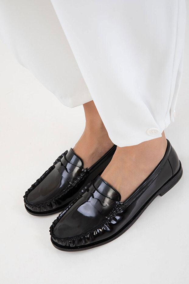 Black Open Women's Loafer Shoes 20937