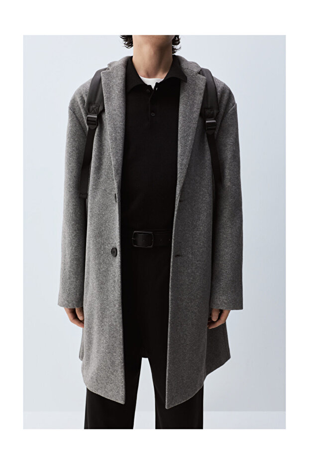Man Basic Synthetic Wool Coat - 3