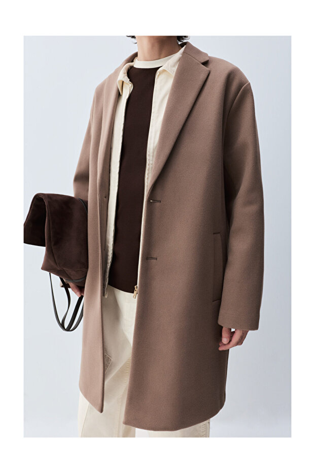 Men's Basic Synthetic Wool Coat - 3