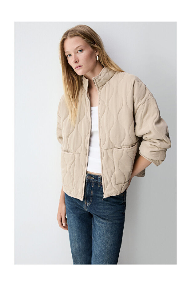 Kurtka pikowana z efektem sprania - 4