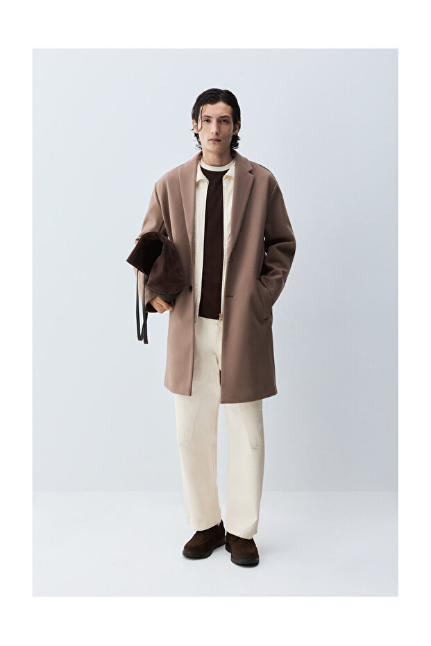 Men's Basic Synthetic Wool Coat - 2