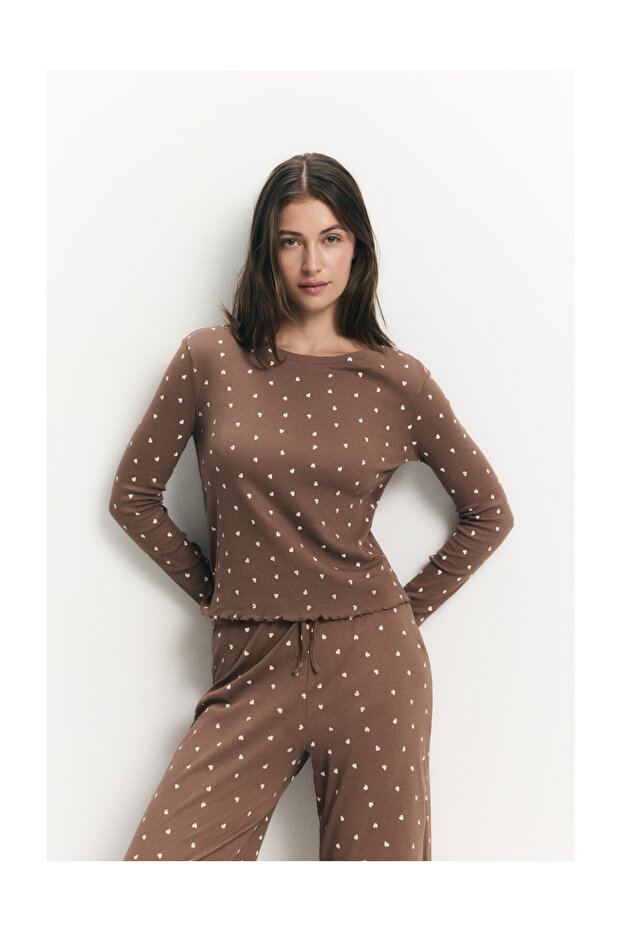 Koszulka piżamowa z długim rękawem dla kobiet - 1