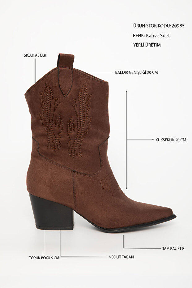 Kahve Süet Kadın Bot & Bootie 20985 - 5