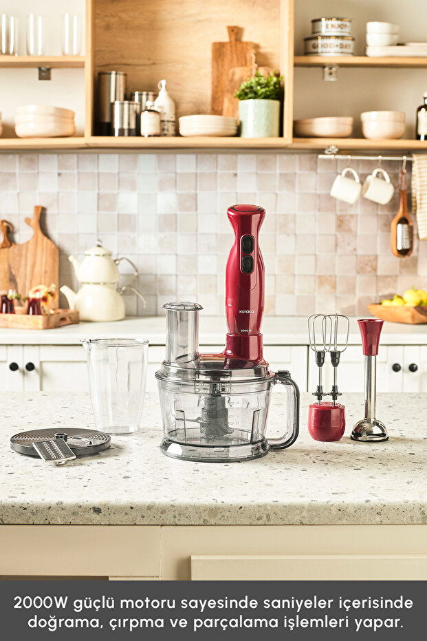 Pro Multimax 6 in 1 Çok Amaçlı Mutfak Robotu/Blender Seti Red 2000 W - 9