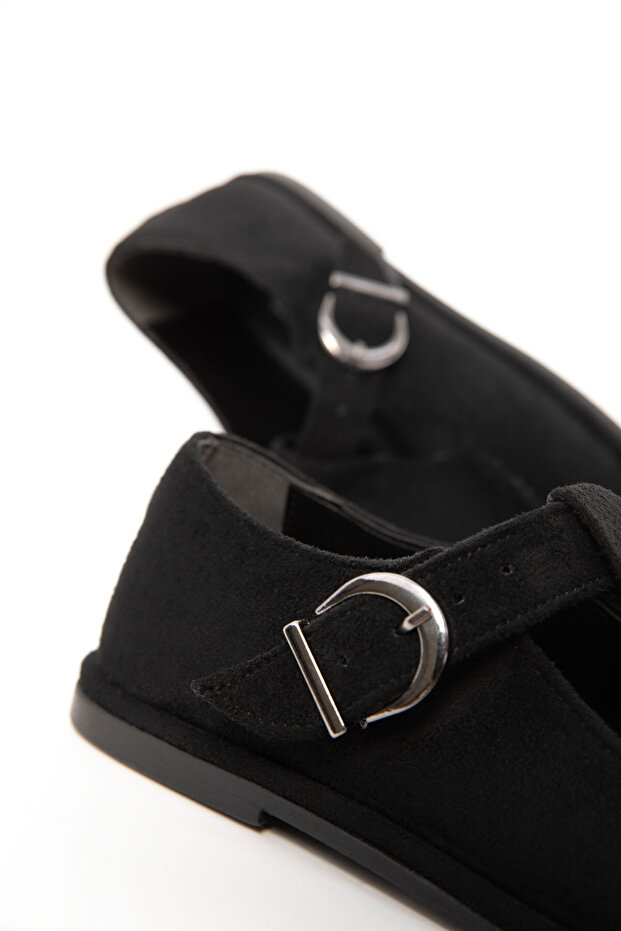 Siyah Süet Kadın Loafer Ayakkabı 20945 - 5