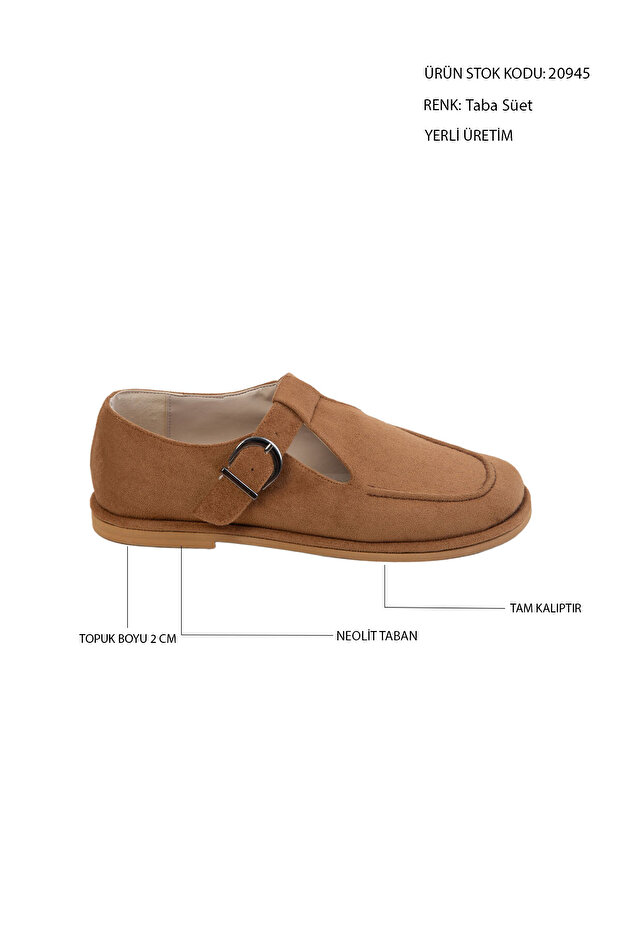 Taba Süet Kadın Loafer Ayakkabı 20945 - 2