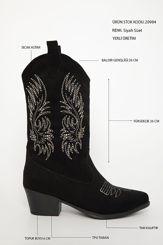 Siyah Süet Kadın Bot & Bootie 20984 - 1