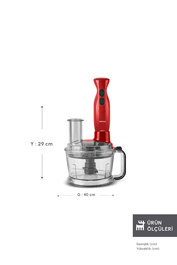 Pro Multimax 6 in 1 Çok Amaçlı Mutfak Robotu/Blender Seti Red 2000 W - 2