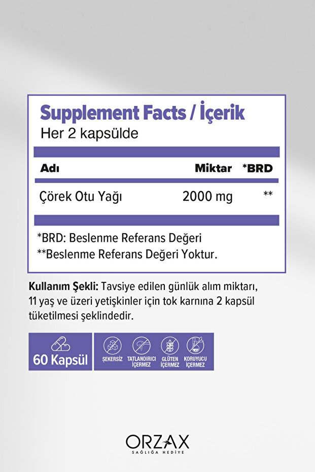 Orzax Çörek Otu Yağı 1000mg 60 Kapsül - 2