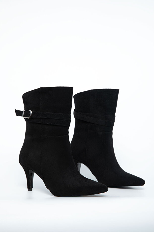 Siyah Süet Kadın Bot & Bootie 21010 - 5